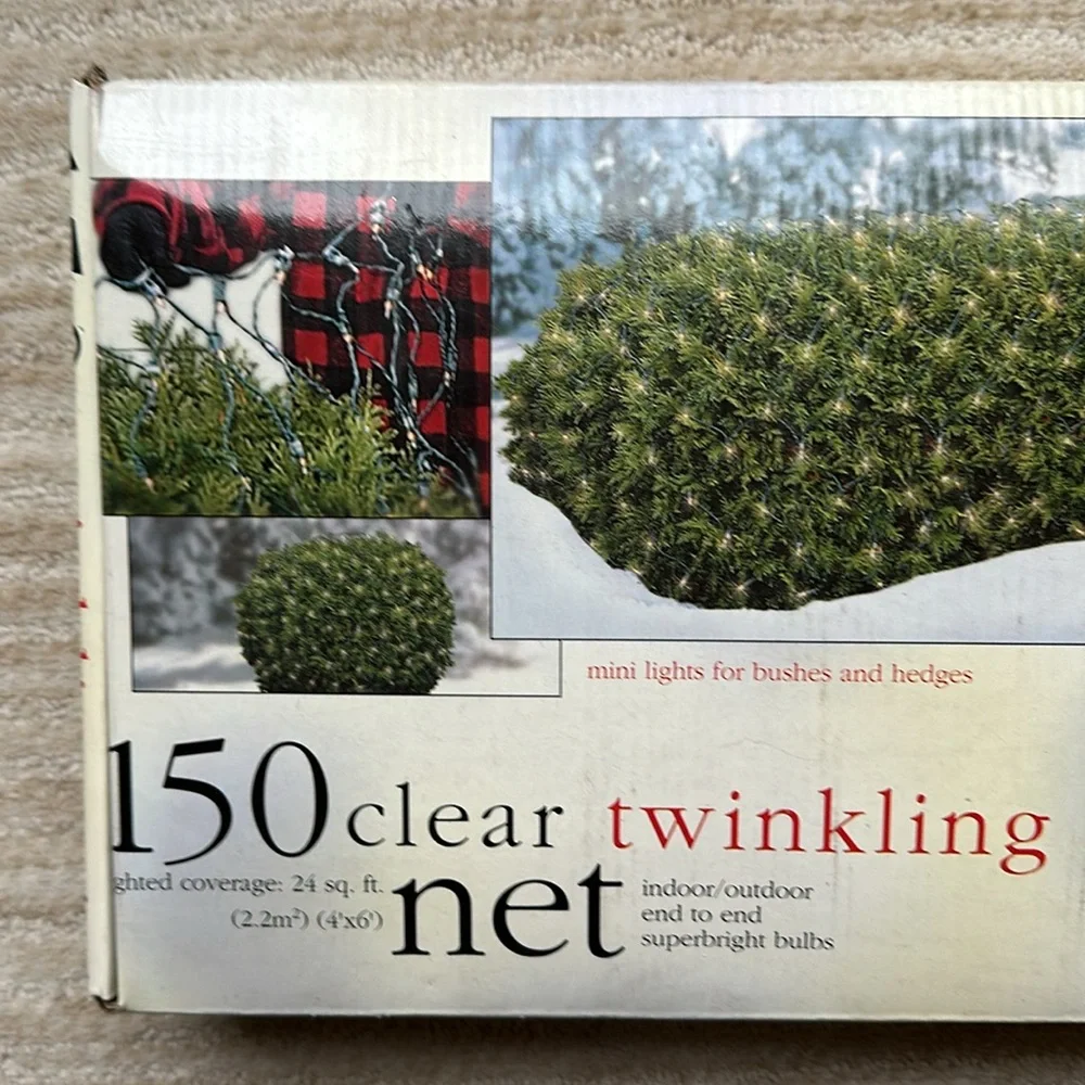 NIB Target Seasonal Specialities 150 Clear Twinkling Mini Net Lights 4’x6’